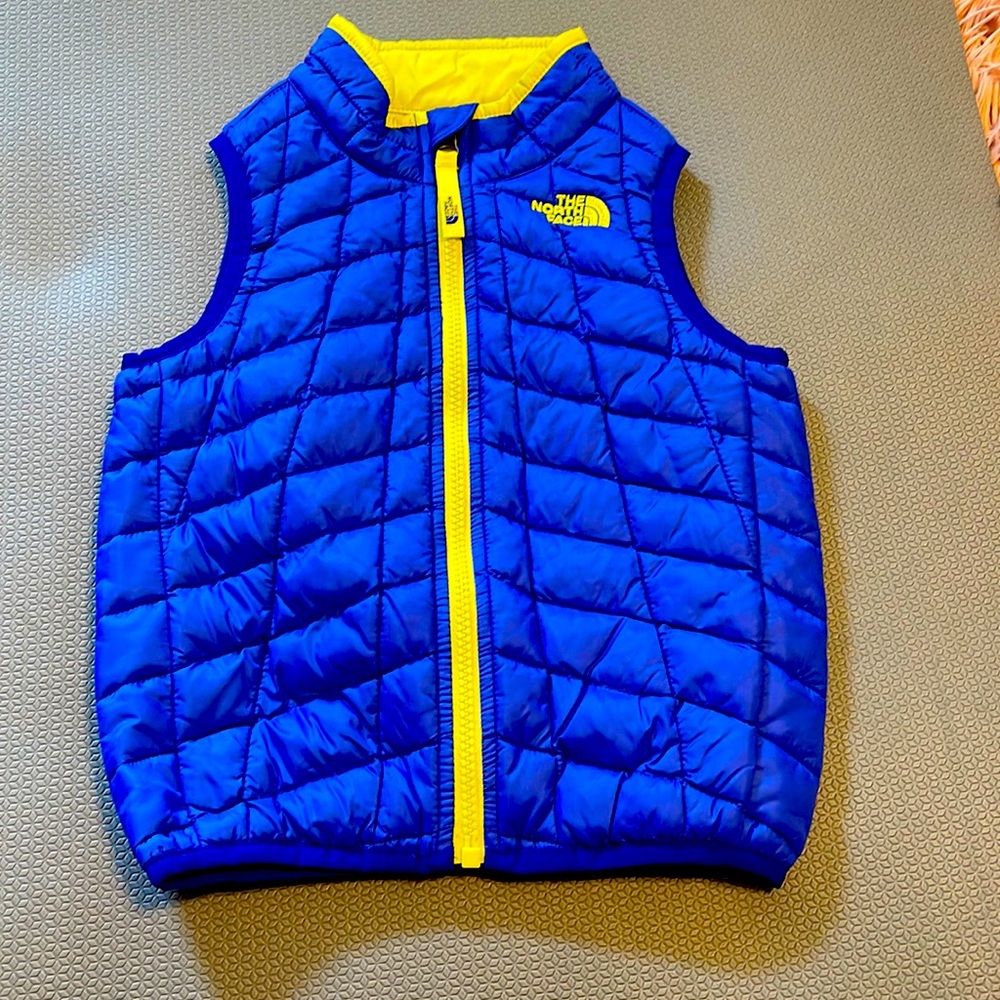 The North Face light weight vests. Royal Blue and bright yellow.